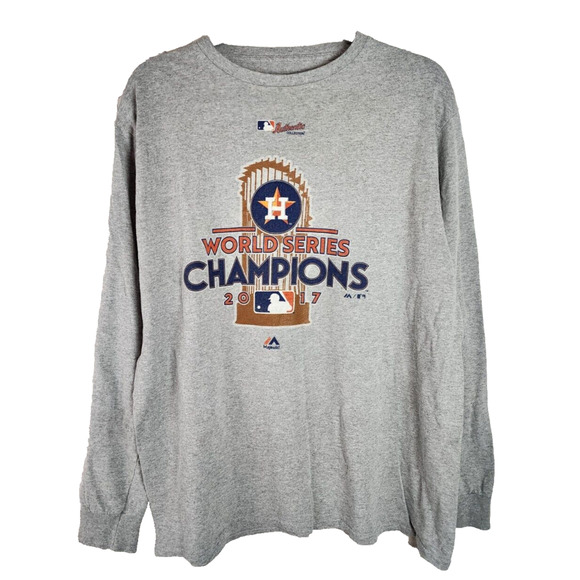 2017 MLB Majestic Houston Astros World Series Champions Adult XL Gray LS T-Shirt - Picture 1 of 3